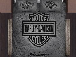 Harley-Davidson Logo Against Textured Dark Gray Bedding Sets